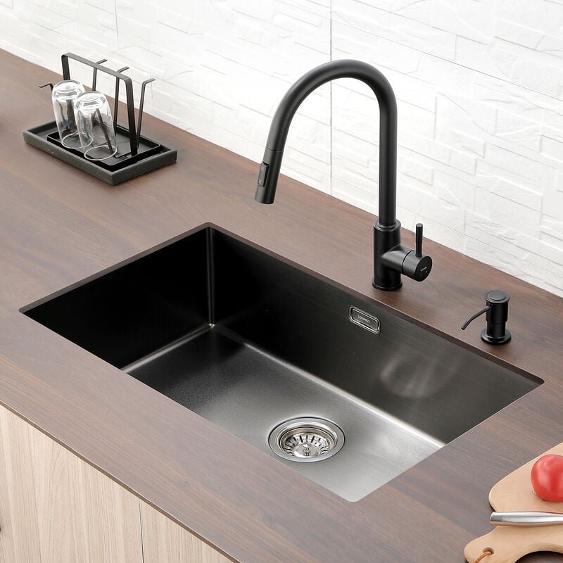 Thumbnail - Lonheo xl Spülbecken 74 x 44cm eckige Edelstahlspüle, Einbauspüle für ab 80er Unterschrank, Küchenspüle mit Über- und Ab...