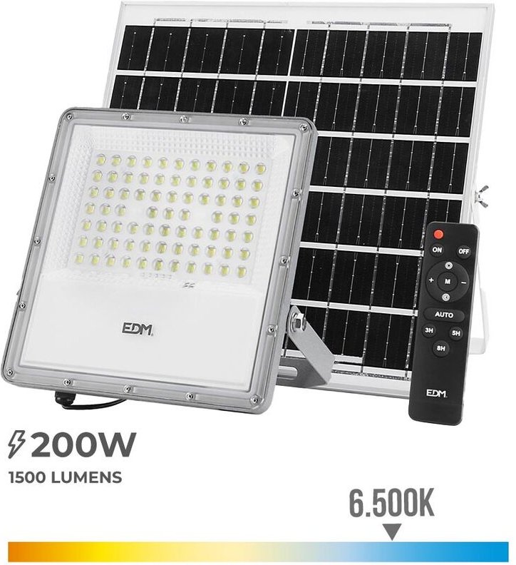 EDM - Solar led Flutlicht, 200W, 1500lm, 6500K, kaltes Licht, IP65 85761