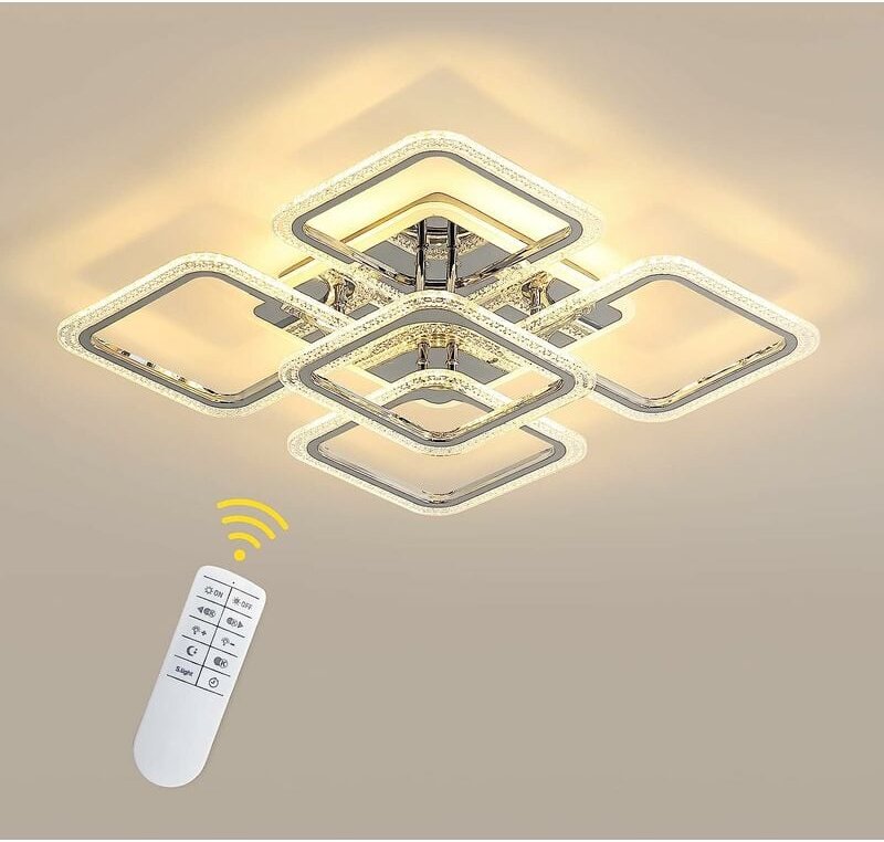Comely - Moderne LED-Deckenleuchte, 2700K-6500K dimmbare Deckenleuchte mit Fernbedienung, 60CM quadratischer Kronleuchte...