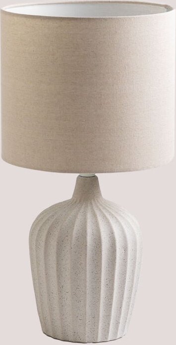 Tischlampe aus Keramik Klara Beige Leinen - Sklum