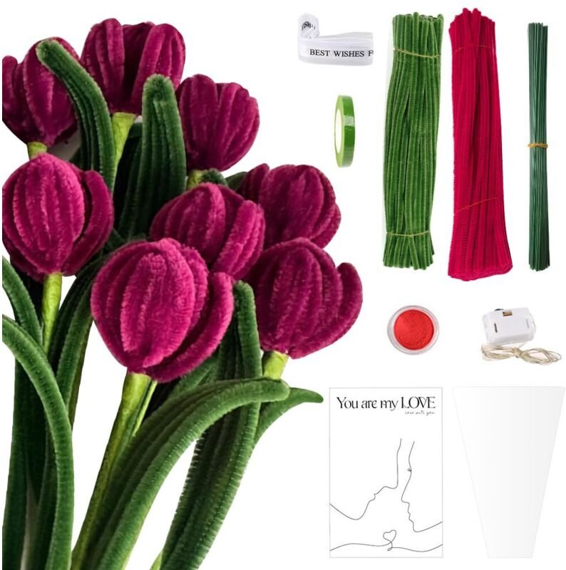 Chenilledraht und Pfeifenreiniger für Tulpensträuße, Bastelprojekte und Dekorationen