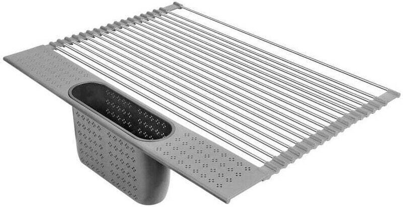 Abtropfgestell aus Edelstahl mit Besteckhalter: Großes Abtropfgestell für die Küchenspüle (20 x 11 Zoll) + kleine Isolie...