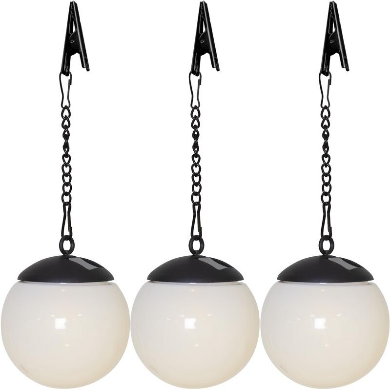 LED-Solar-Kugel "Globus", 3er Set, weiß, je Ø 10cm