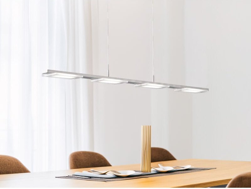 LED Pendelleuchte VERSO modern 4-flammig Silber matt, Breite 87cm