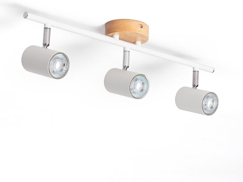Efectoled - Deckenleuchte verstellbar Holz und metall 2 Strahler Albus Weiß