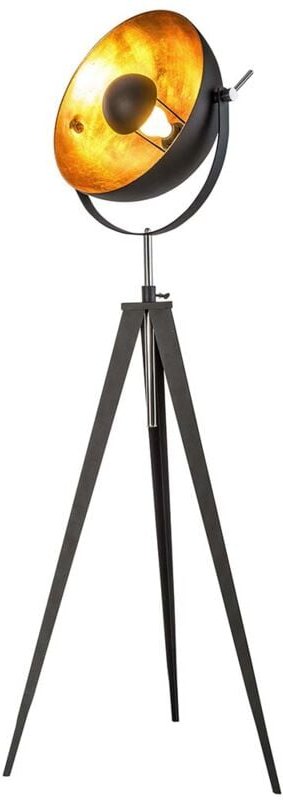 Nowa - Stehlampe Stehleuchte Beistelllampe schwarz gold höhenverstellbar E27 h 168 cm