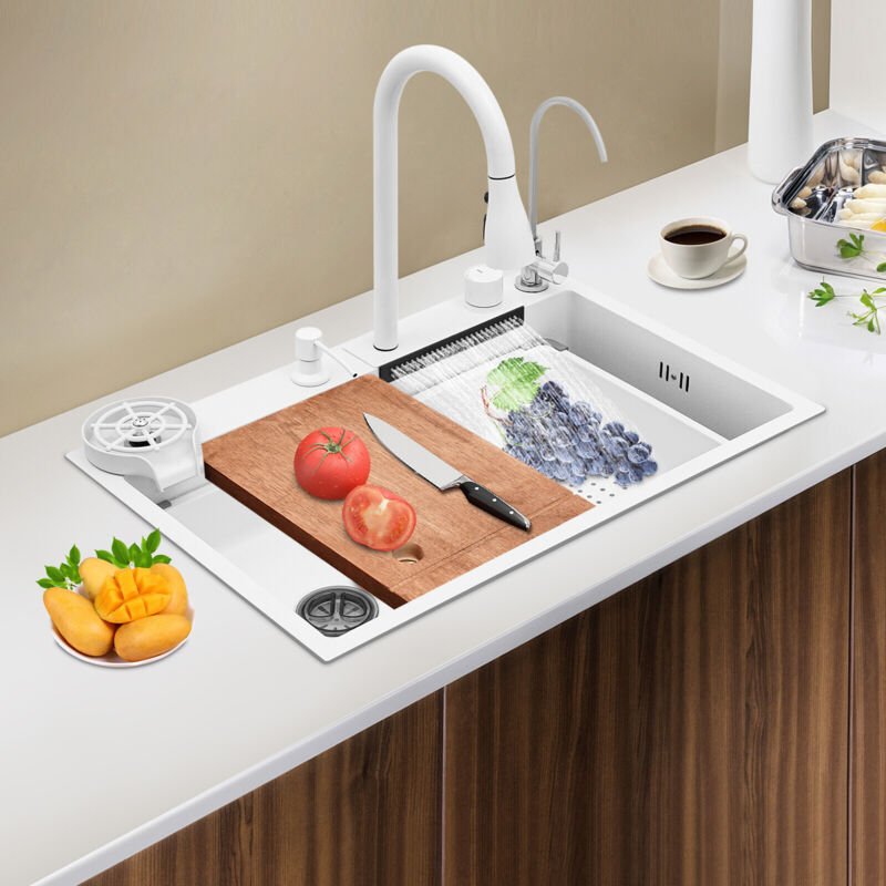 Küchenspüle Wasserfall Bar Spüle Spülbecken Mit Ausziehbarem Wasserhahn 68×46cm