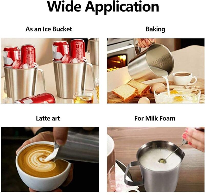 Edelstahl Messbecher 1000ML/32Oz 2 Messskalen ML Skala OZ Skala Home Kicthen Edelstahl Messbecher Milchkännchen mit Mark...