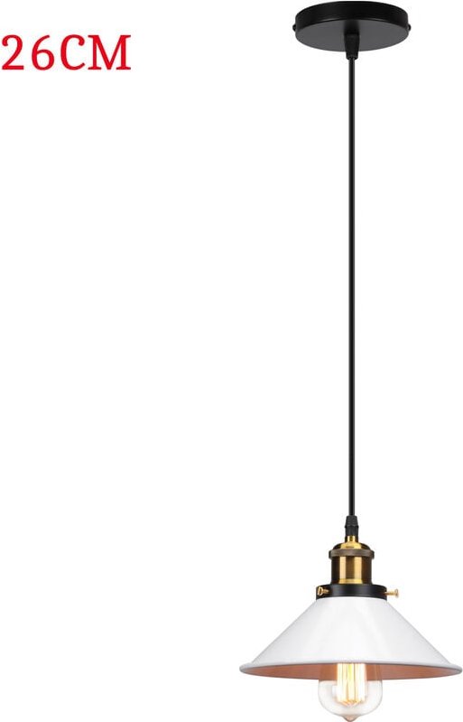 Pendelleuchte Edison Hängelampe mit Ø26cm Regenschirm Lampenschirm Eisen Art Lampe für Loft Esszimmer Wohnzimmer Weiß 1P...