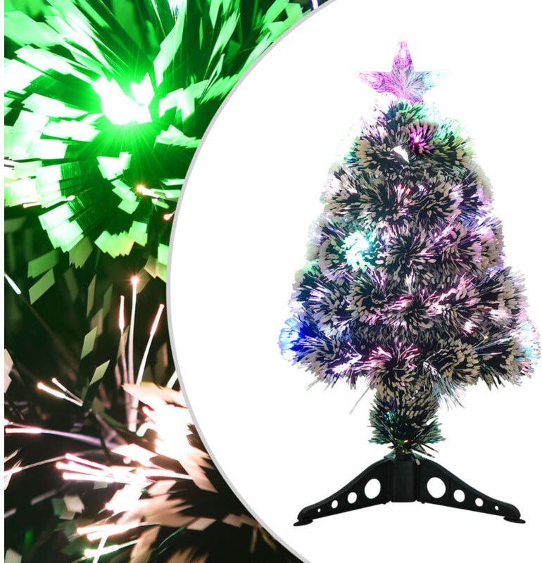 Weihnachtsbaum mit Beleuchtung Grün und Weiß 64cm Glasfaser vidaXL