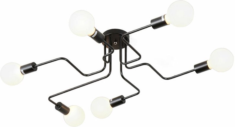 Deckenleuchte Schwarz 6 Flammig Spinne Deckenlampe Industri Stil Semi-Flush Mount Licht mit E27 Lampenfassung für Flur E...