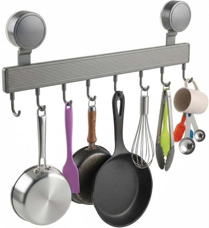 Portautensili da cucina da parete, non richiede fori, realizzato in alluminio, ideale per la cucina, il bagno e la camer...