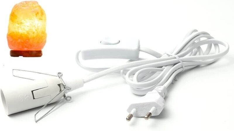 Salzlampenkabel mit Schalter – E14-1,8 m – Salzlampenfassung, Weiß - Ymyny