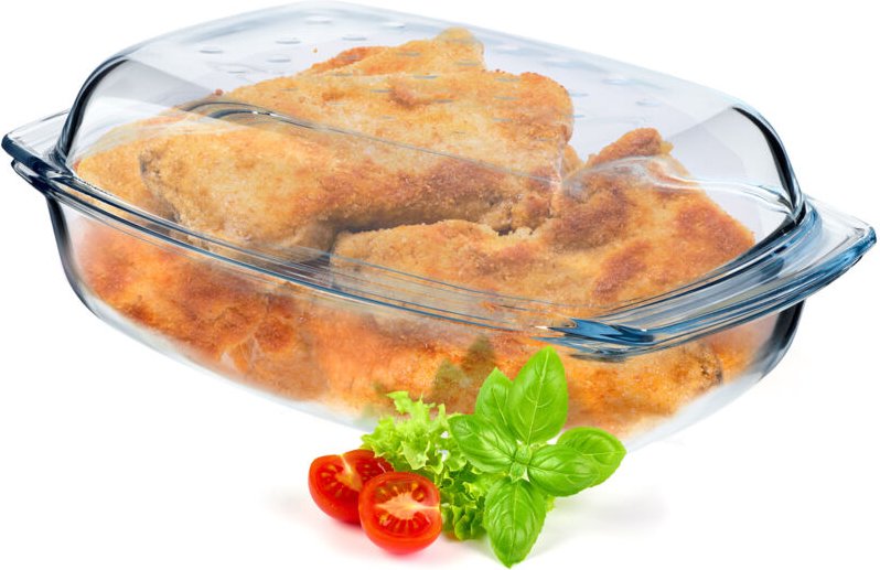 Glasbräter, Auflaufform mit Deckel aus hitzebeständigem Glas 4.1L - Kadax