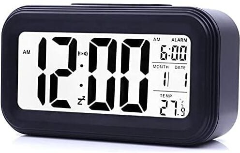 Digitaler Wecker, Morgenwecker, leiser, batteriebetriebener digitaler Wecker für Kinder und Erwachsene, großes LED-Displ...
