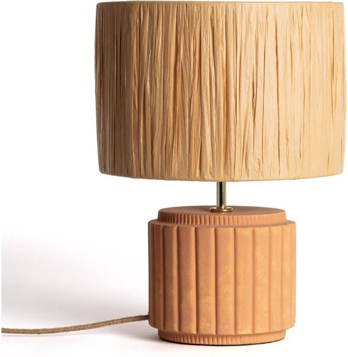 Ledkia - Tischlampe aus Keramik und Bast Kinney Terrakotta