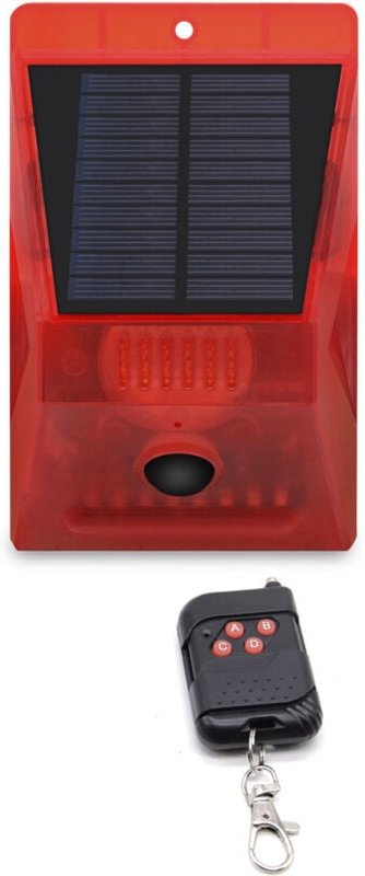 Solar-Alarmleuchte, IP65 wasserdicht, vier Modi, 5–8 m Erkennungsdistanz (2 Stück)