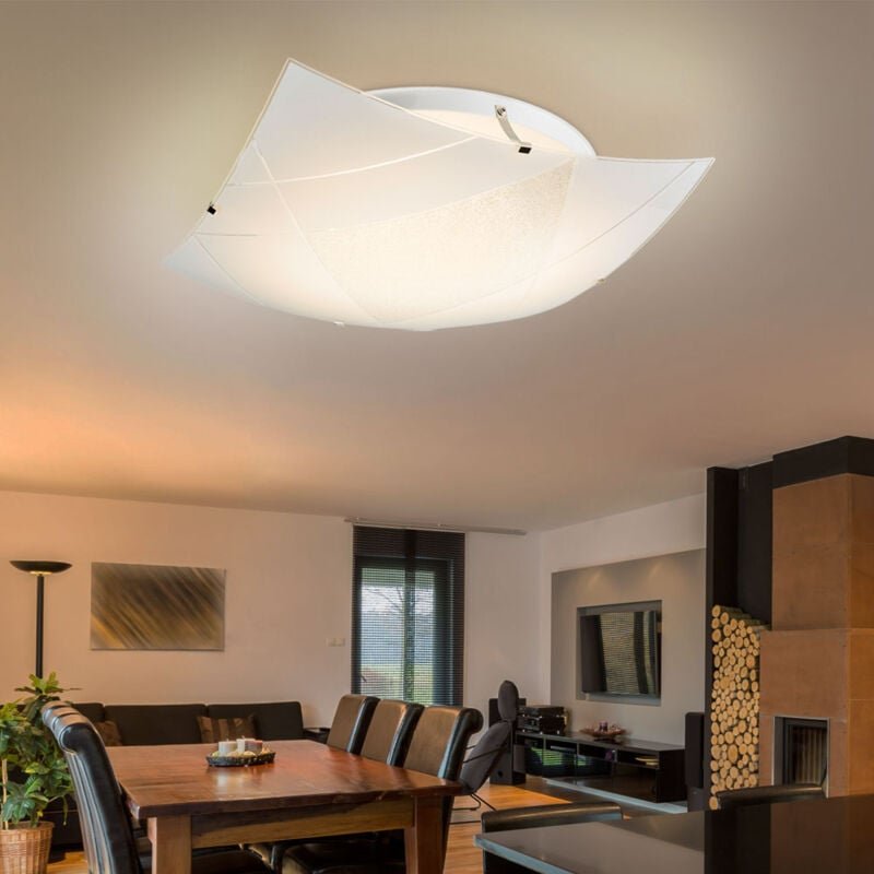 Globo Lighting - Deckenlampe Glas weiß Flurlampe quadratisch Deckenleuchte Wohnzimmerlampe, 1x led 24W 1750Lm neutralwei...