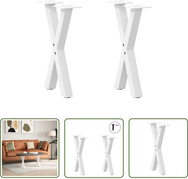 Thumbnail - vidaXL Stahlbeine - Couchtischbeine X-Form 2 Stk. Weiß 28x(42-43) cm Stahl