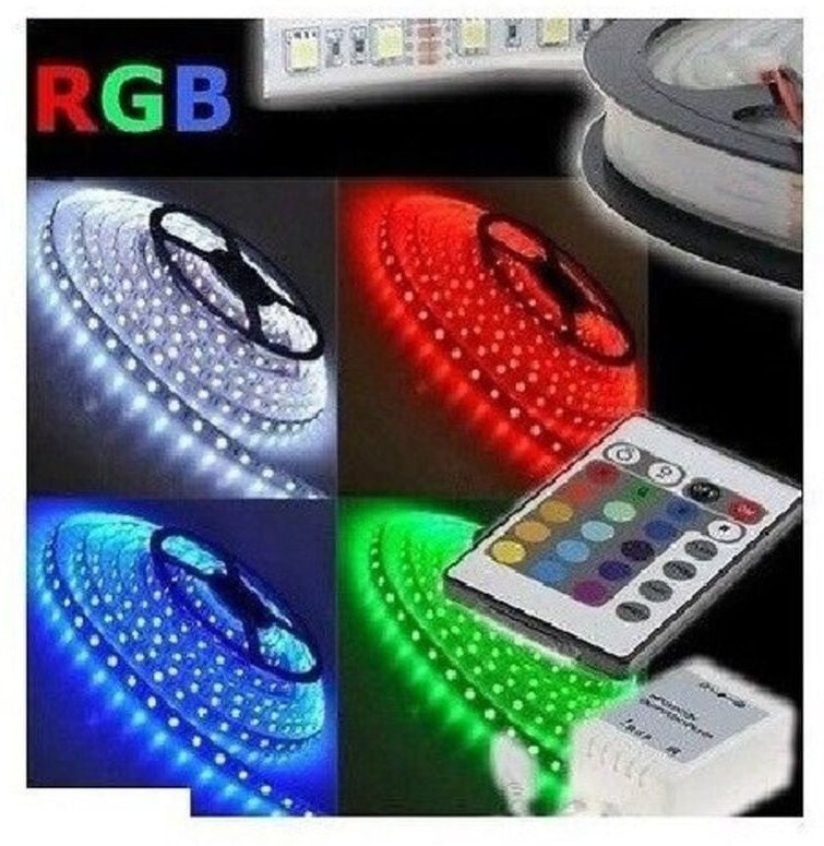 Trade Shop - LED-STREIFEN SMD 5050 RGB IP65 5 METER SPULE STROMVERSORGUNG UND FERNBEDIENUNG AIPIY -