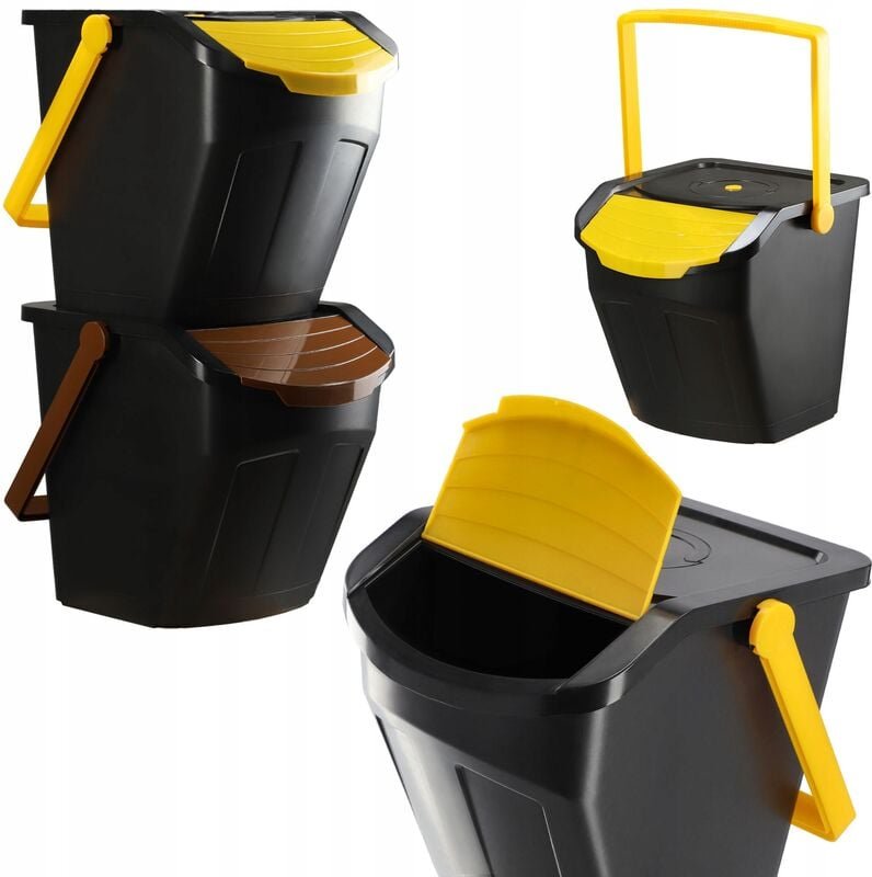 Recycling-Eimer, 25L Mülleimer mit Deckel, 2 Stück 25l - Kadax