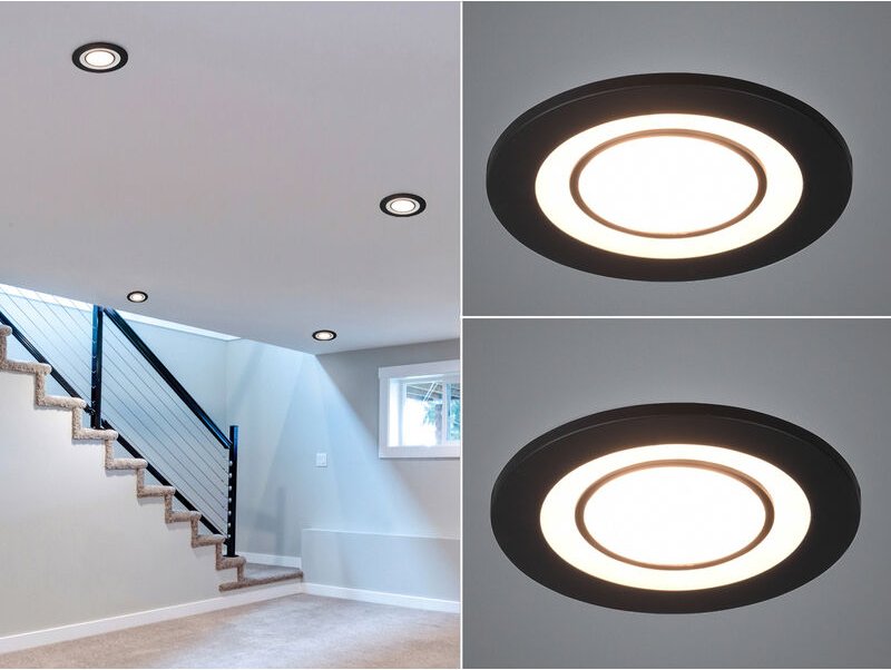 Runder led Deckeneinbaustrahler 2er Set in Schwarz matt ø 8,2cm