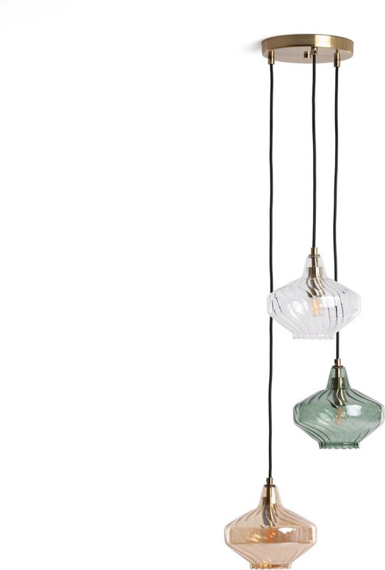 Pendelleuchte aus Metall und Glas Blas 3 Spots Mehrfarbig