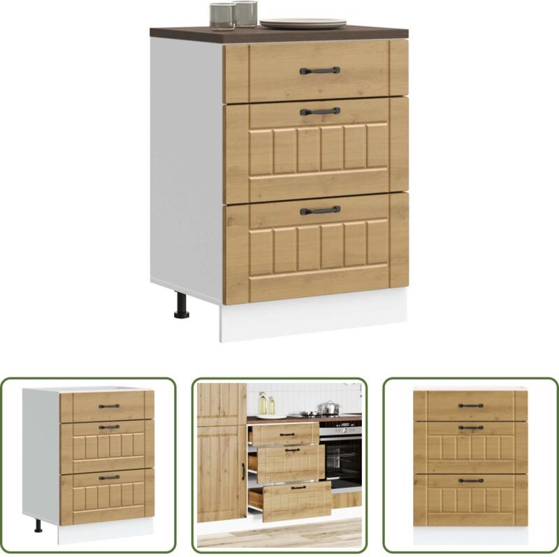 vidaXL Holzwerkstoff - Küchen-Unterschrank Lucca Artisan-Eiche Holzwerkstoff