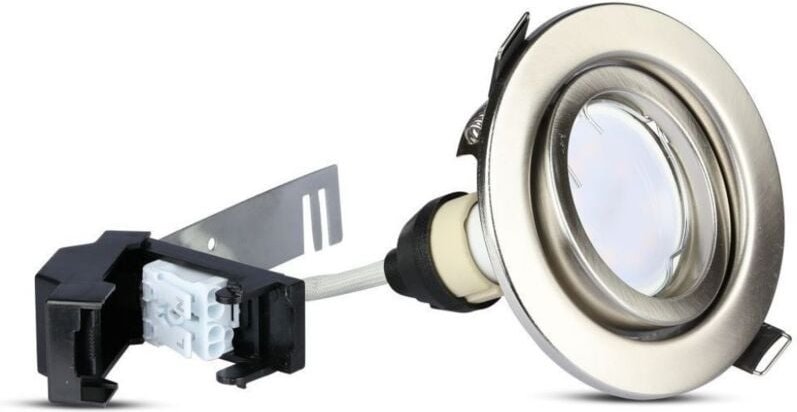 V-tac - 5W Runder led Einbaustrahler GU10 Strahler Satin Nickel Kaltweiß (3 Stück)