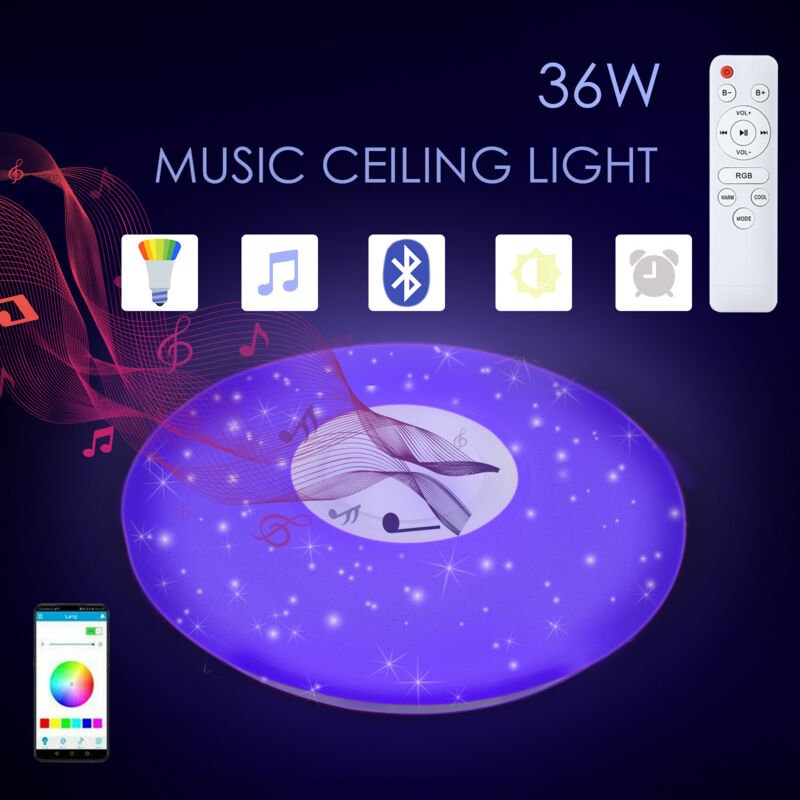 36W LED Deckenleuchte Bluetooth Musik Dimmbar Deckenlampe Fernbedienung Lautsprecher
