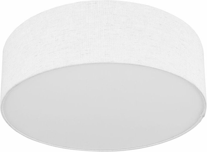 Globo - Deckenleuchte weiß rund Deckenlampe Stoff weiß Lampe Textil, Wohnzimmer, Metall Stoffschirm, 3x E27 Fassungen, D...