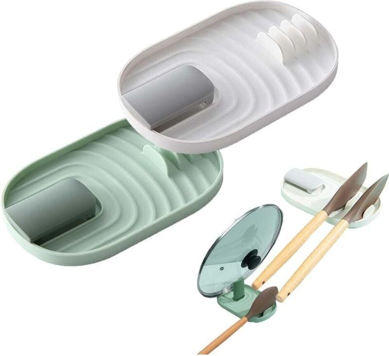 Set aus 2 multifunktionalen Küchenlöffelablagen für Töpfe, Pfannen und andere Kochutensilien geeignet für Topf- und Pfan...