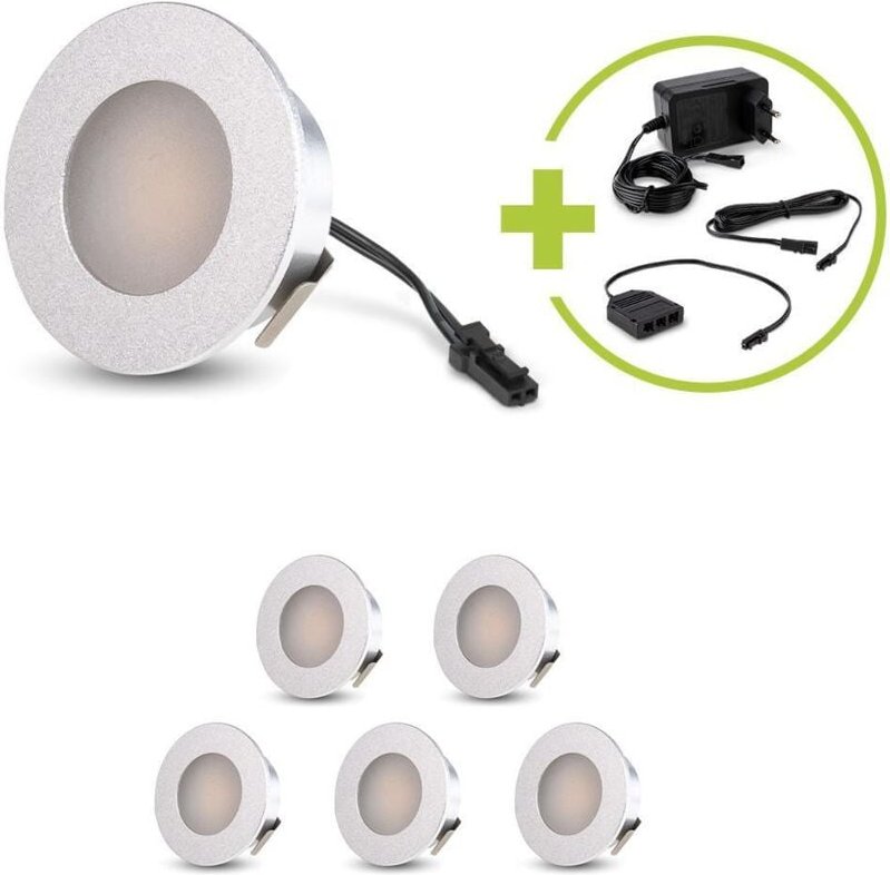 LED Mini Einbauspot rund 1.2W 12V IP20 Ausschnitt Ø32mm - Lichtfarbe: Warmweiß 3000K - Anzahl: 6x