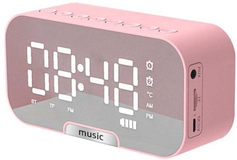 Digitaler Spiegelwecker mit Bluetooth-Lautsprecher, FM-Radio, Temperaturanzeige, TF-Kartenleser, 3 Helligkeitsstufen und...