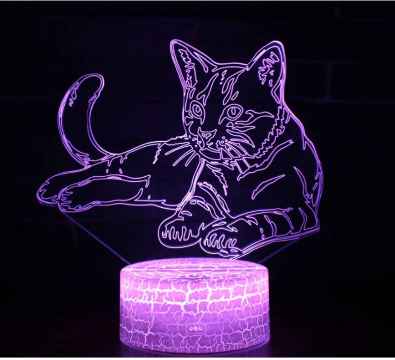 Nachtlicht Katze 3D LED Optische Täuschungslampe Nachtlicht Kinder Nachttisch Schreibtischlampe Geschenke für Mädchen Ju...