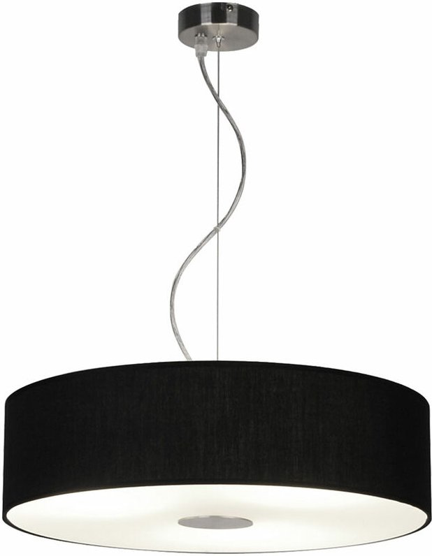 Textil Schirm Decken Pendel Lampe Wohn Ess Zimmer Beleuchtung Glas Hänge Leuchte schwarz Ledino 50230000001022