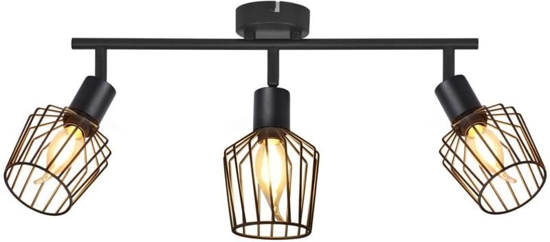 Deckenspot E14 Deckenstrahler 3 Flamming - Deckenlampe Schwarz Metall Drehbare Schwenbar Spotlight Wohnzimmerlampe für F...