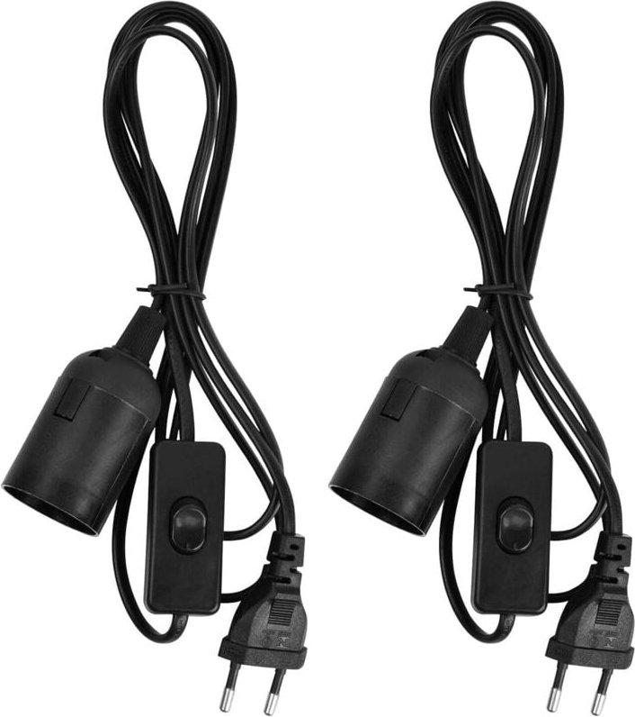 Lablanc - 2er-Set Lampenfassung für E27-Glühbirne, E27-Fassung mit Schalter, E27-Pendelleuchtenhalter, mit 1,8 m Netzkab...