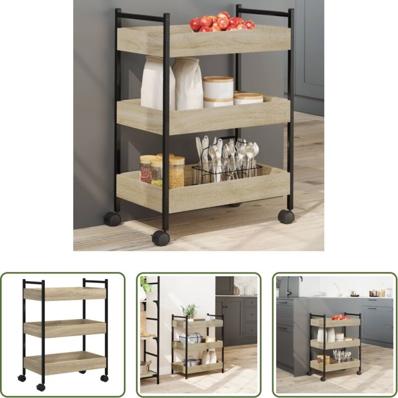 Holzwerkstoff - Küchenwagen Sonoma-Eiche 50x30x70 cm Holzwerkstoff