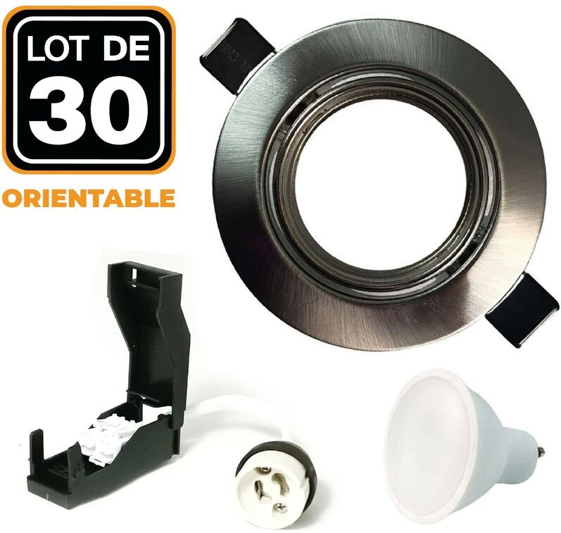 Europalamp - 30 Einbaustrahler schwenkbar Alu gebürstet GU10 led 5W eqv. 40W Kaltweiß 6000K