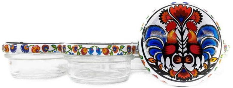 Glas 65 ml mit farbigem Deckel Fi66 - 6 Stk.