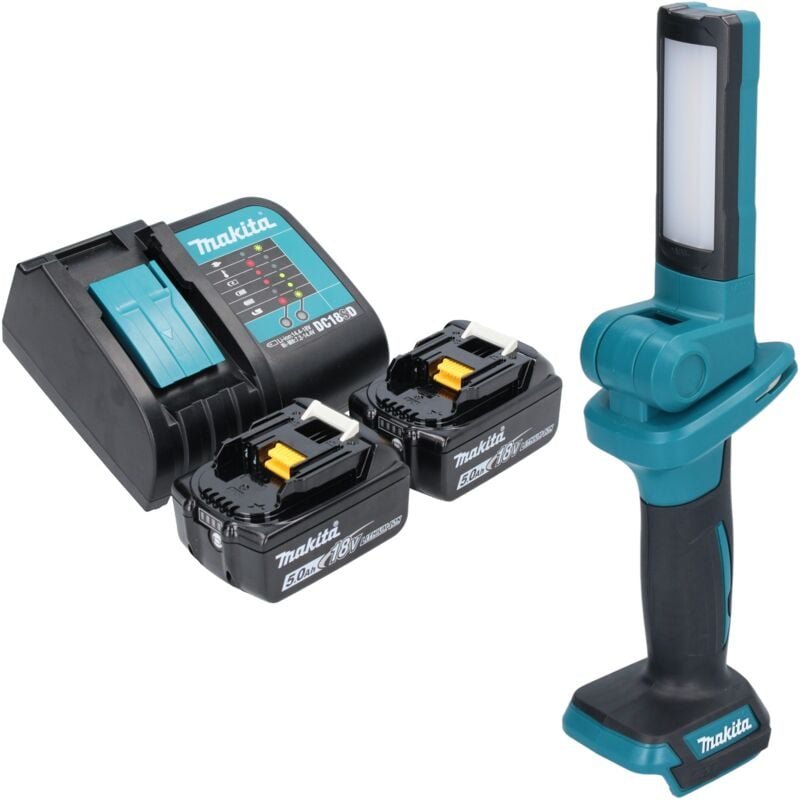 Thumbnail - Makita DML 816 ST Akku Arbeitsleuchte 18 V 100 - 500 lm LED + 2x Akku 5,0 Ah + Ladegerät