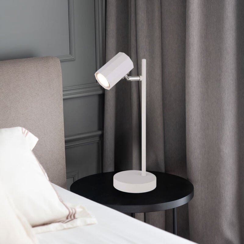 Globo Lighting - Tischleuchte Tischlampe Schreibtischlampe Leselampe weiß Spot beweglich, Metall Aluminium, 1x GU10 Fass...