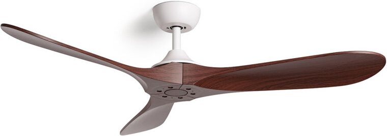 Deckenventilator Leise Spetses Weiss 132cm dc Motor für Aussen Walnussholz Ohne Licht, Wandschalter + Fernbedienung, Wif...