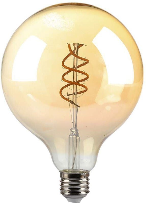V-tac - E27 6W G125 LED-Glühbirne, Doppelspirale, Bernstein-Filament, 1800K