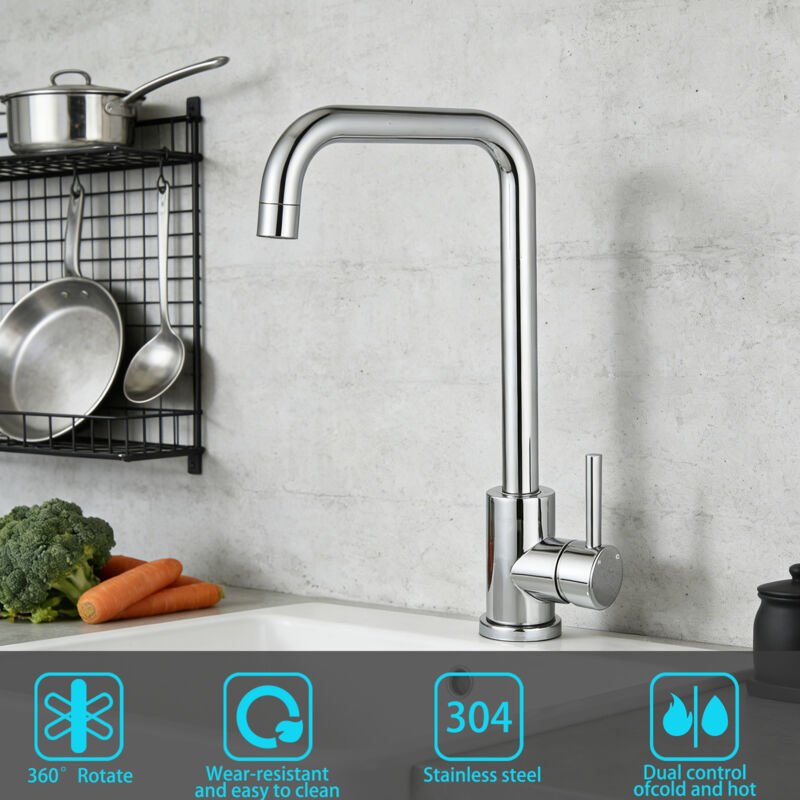 Duschparadies Küchenarmatur Spültisch Hochdruck 360 Grad Schwenkbarer Auslauf Einhebel Mischbatterie 1 Loch Montage Chro...