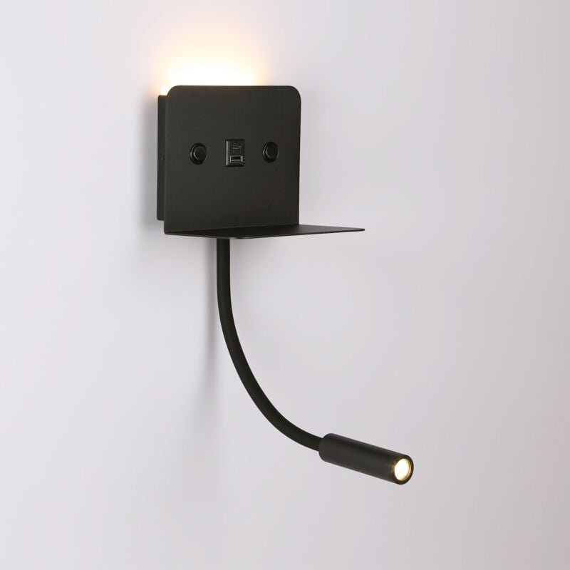 Wandlampe für Lesen "SLANGE 2" - 3W + 6W - USB-Anschluss + USB-C