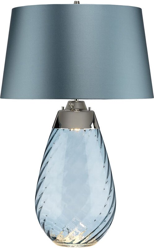 Elstead Lena 2 Light Large Blue Tischlampe, blau getöntes Glas, Duck Egg Blue Shade, E27