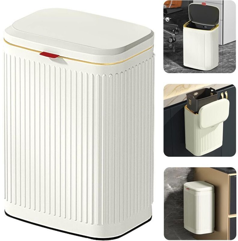 Hängender Abfalleimer mit Deckel, Edelstahl-Kompostbehälter, Wandmontierter Abfalleimer für Küche und Bad (8 Liter, 2,1 ...