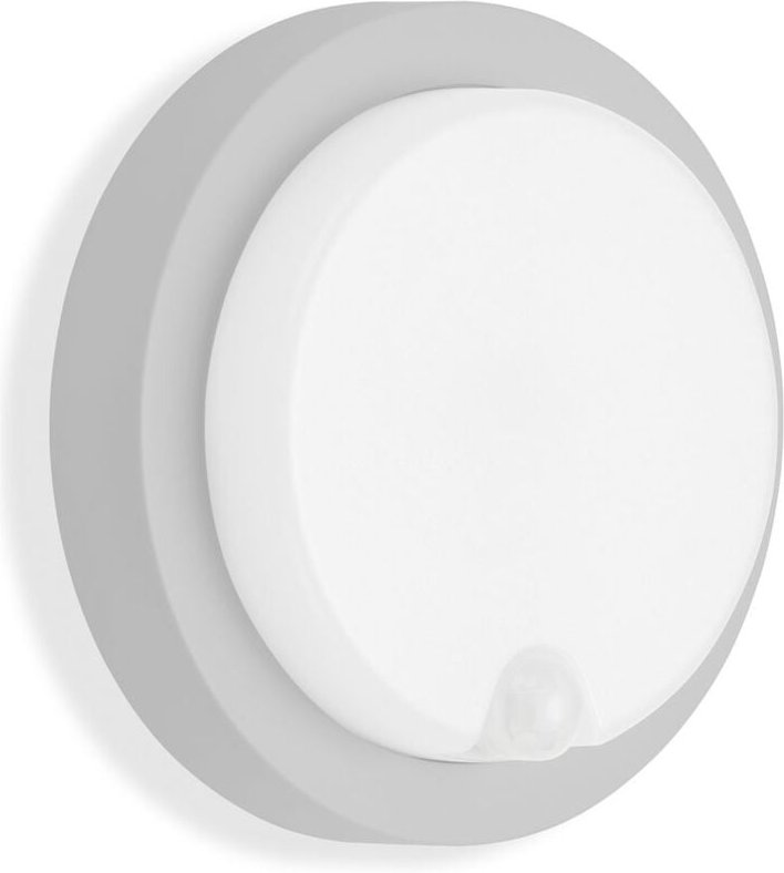 Telefunken - led Außenleuchte Bewegungsmelder IP44 12 w silber Kunststoff ø 17 cm